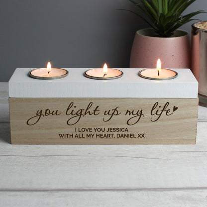 Personalised You Light Up My Life Triple Tea Light Box - MK&JD Gifts