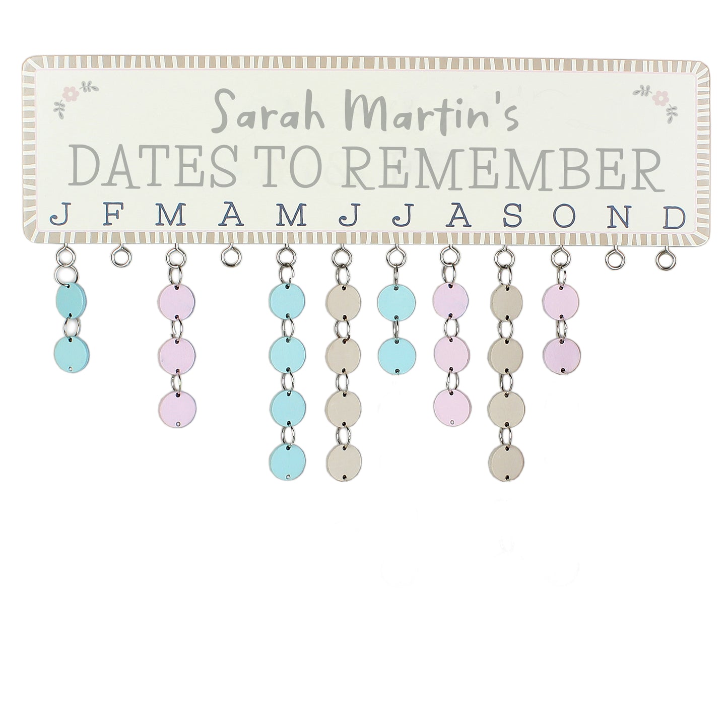 Personalised Birthday Planner Plaque with Customisable Discs - MK&JD Gifts