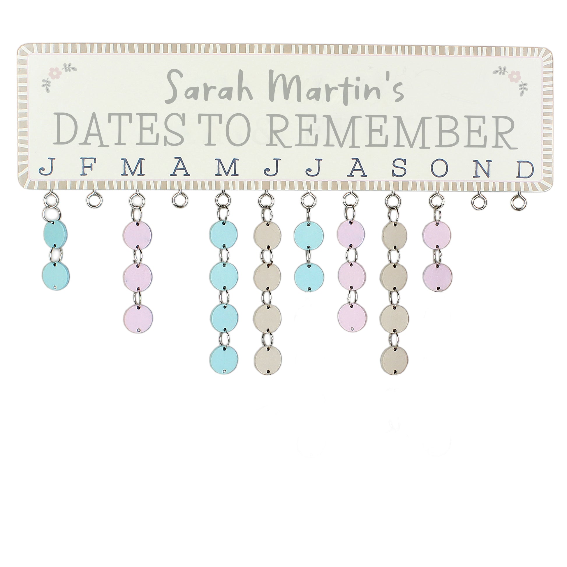 Personalised Birthday Planner Plaque with Customisable Discs - MK&JD Gifts