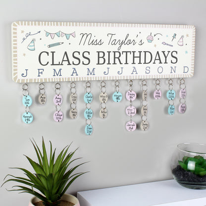 Personalised Classroom Office Birthday Planner Plaque with Customisable Discs - MK&JD Gifts