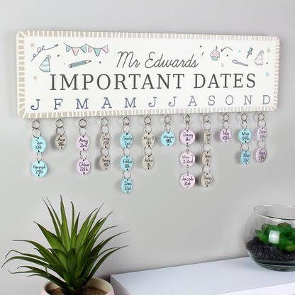 Personalised Classroom Office Birthday Planner Plaque with Customisable Discs - MK&JD Gifts