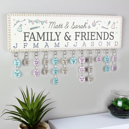Personalised Classroom Office Birthday Planner Plaque with Customisable Discs - MK&JD Gifts