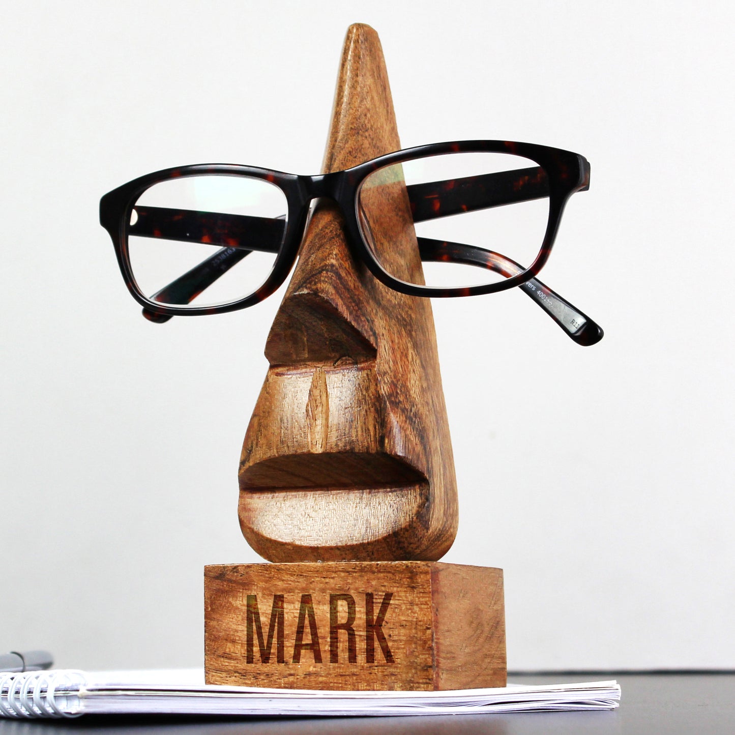 Personalised Name Only Wooden Nose-Shaped Glasses Holder - MK&JD Gifts