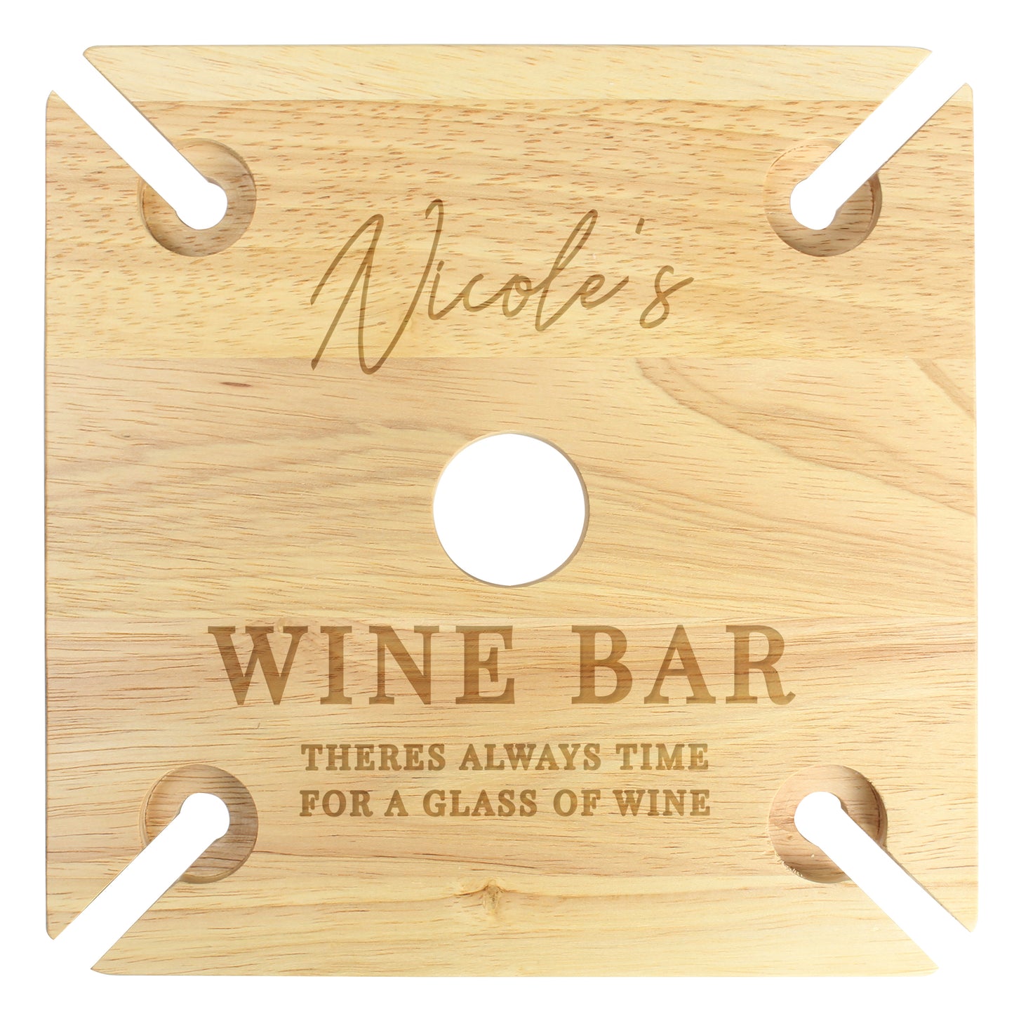 Personalised Free Text Four Wine Glass Holder & Bottle Holder - MK&JD Gifts