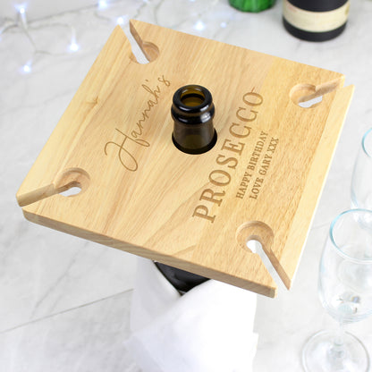 Personalised Free Text Four Wine Glass Holder & Bottle Holder - MK&JD Gifts