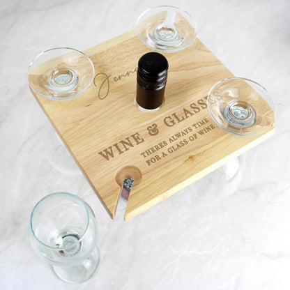 Personalised Free Text Four Wine Glass Holder & Bottle Holder - MK&JD Gifts