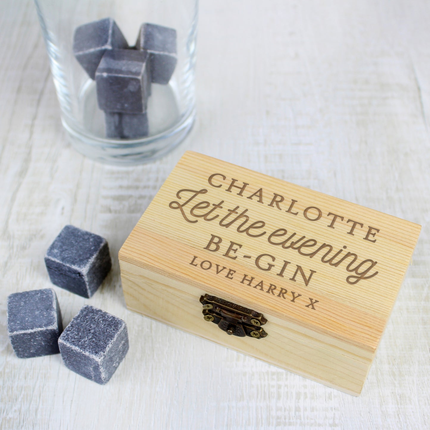 Personalised Let The Evening Be-Gin Cooling Stones - MK&JD Gifts