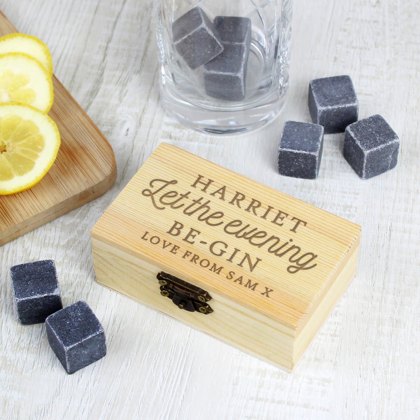 Personalised Let The Evening Be-Gin Cooling Stones - MK&JD Gifts