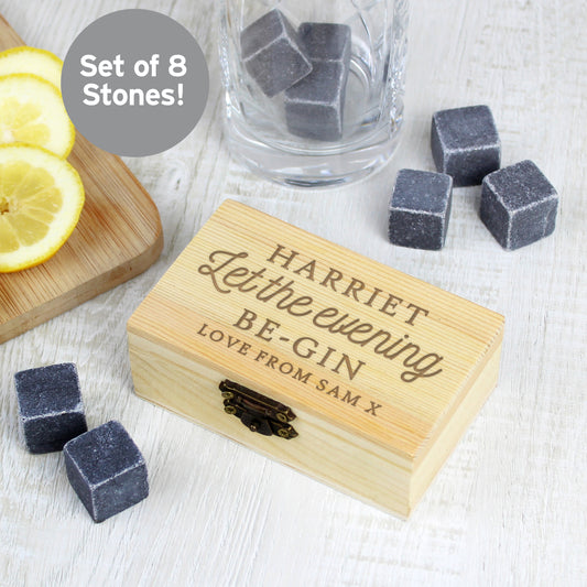 Personalised Let The Evening Be-Gin Cooling Stones - MK&JD Gifts