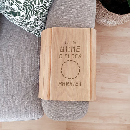 Personalised Its Wine O'Clock Wooden Sofa Tray - MK&JD Gifts