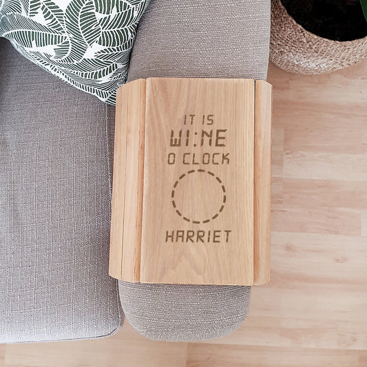 Personalised Its Wine O'Clock Wooden Sofa Tray - MK&JD Gifts
