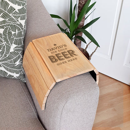 Personalised Beer Goes Here Wooden Sofa Tray - MK&JD Gifts