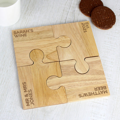 Personalised Free Text Jigsaw Coasters - MK&JD Gifts