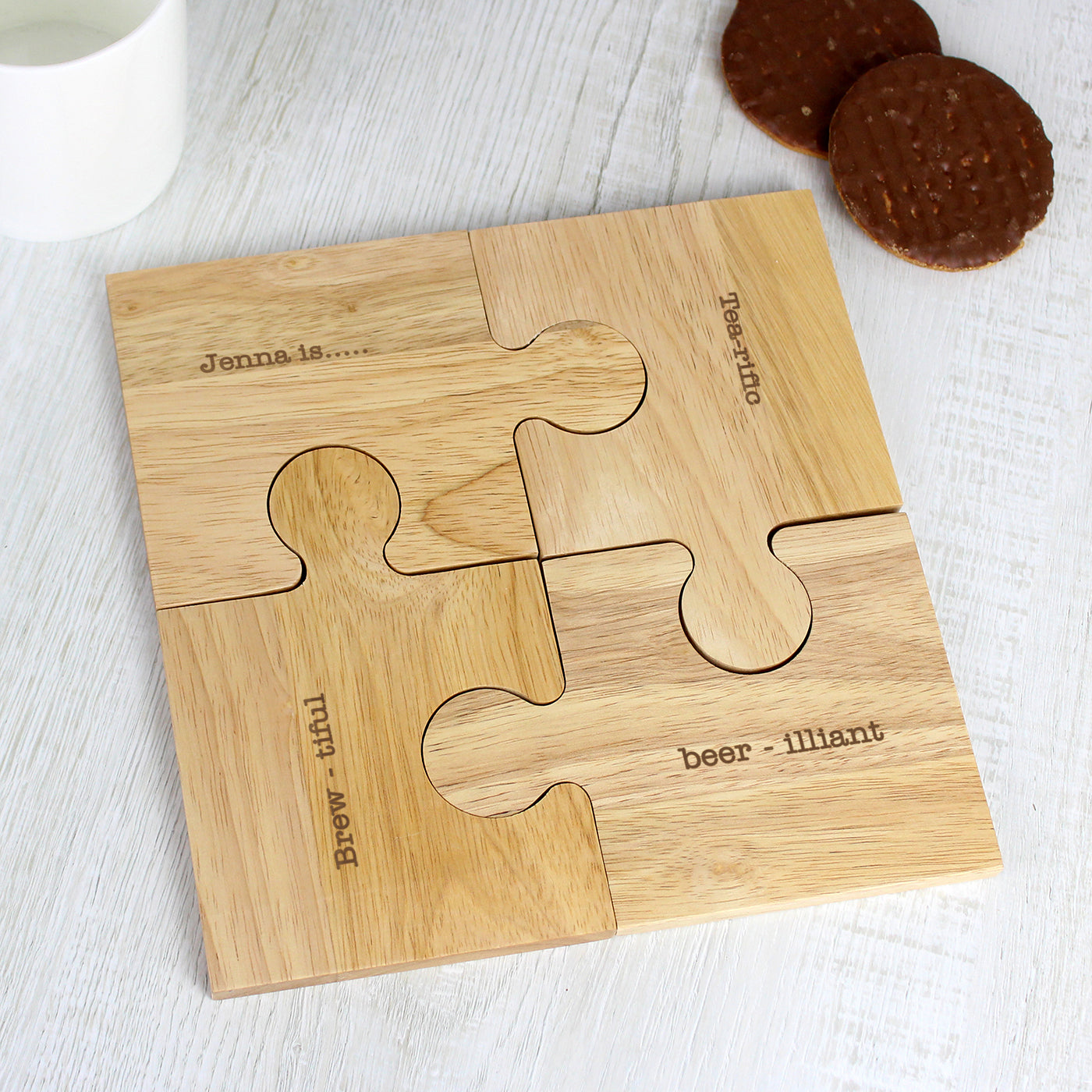 Personalised Message Jigsaw Coasters - MK&JD Gifts