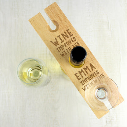 Personalised 'Improves With Wine' Wine Glass & Bottle Holder - MK&JD Gifts