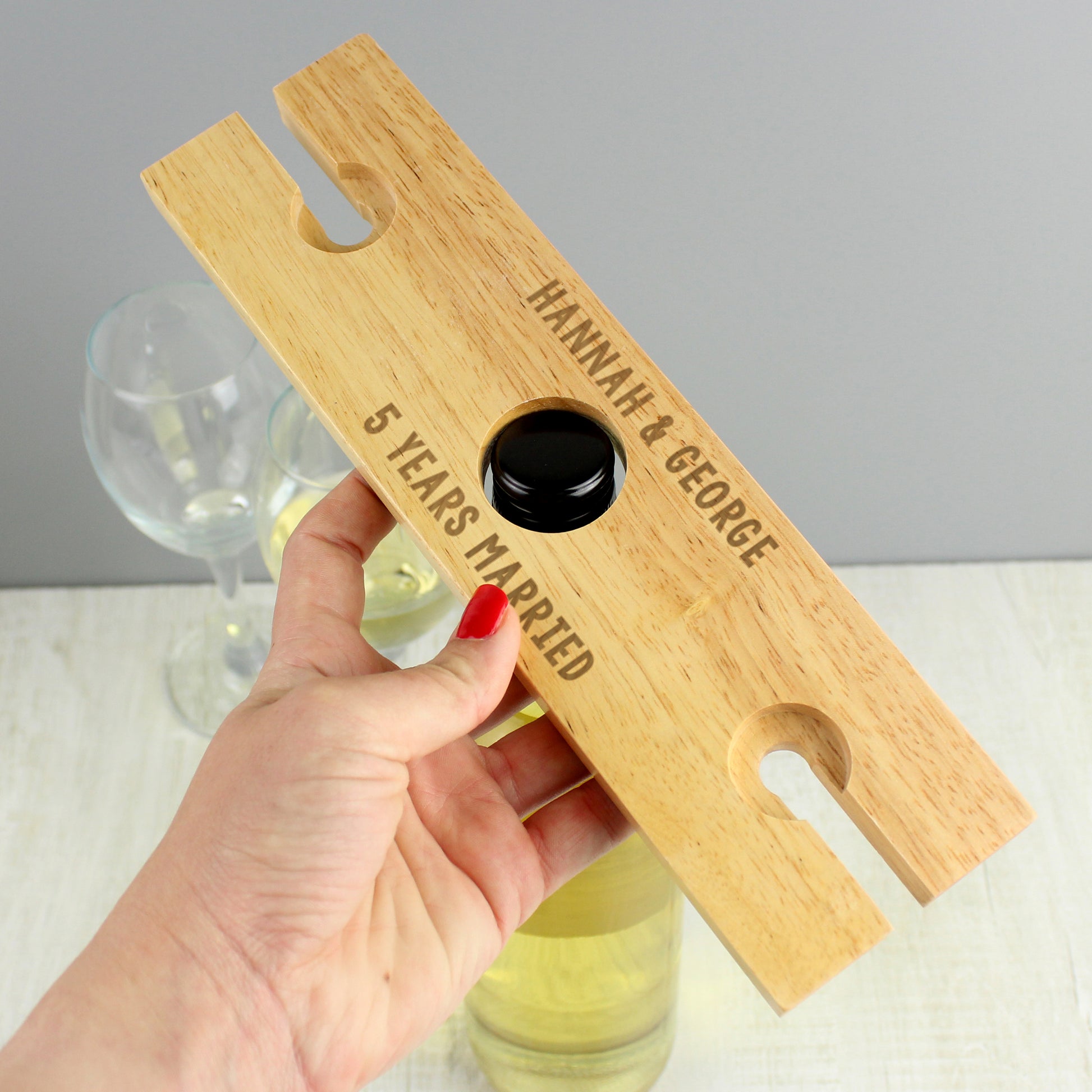 Personalised Free Text Wine Glass & Bottle Holder - MK&JD Gifts