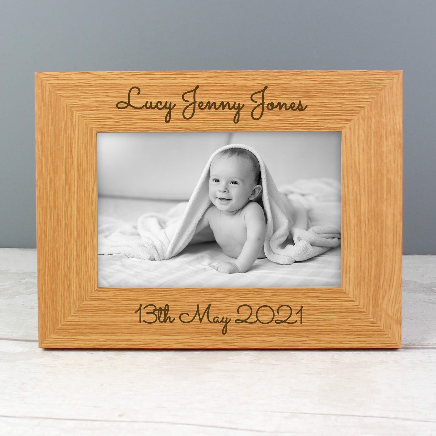 Personalised Free Text 6x4 Wooden Photo Frame - MK&JD Gifts