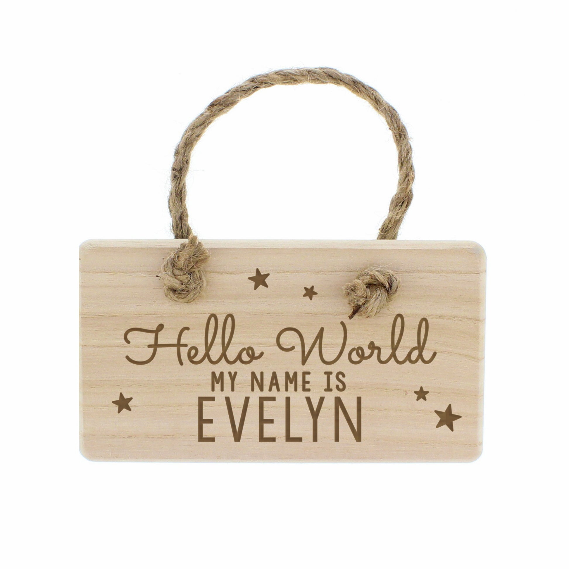 Personalised Hello World Wooden Sign - MK&JD Gifts