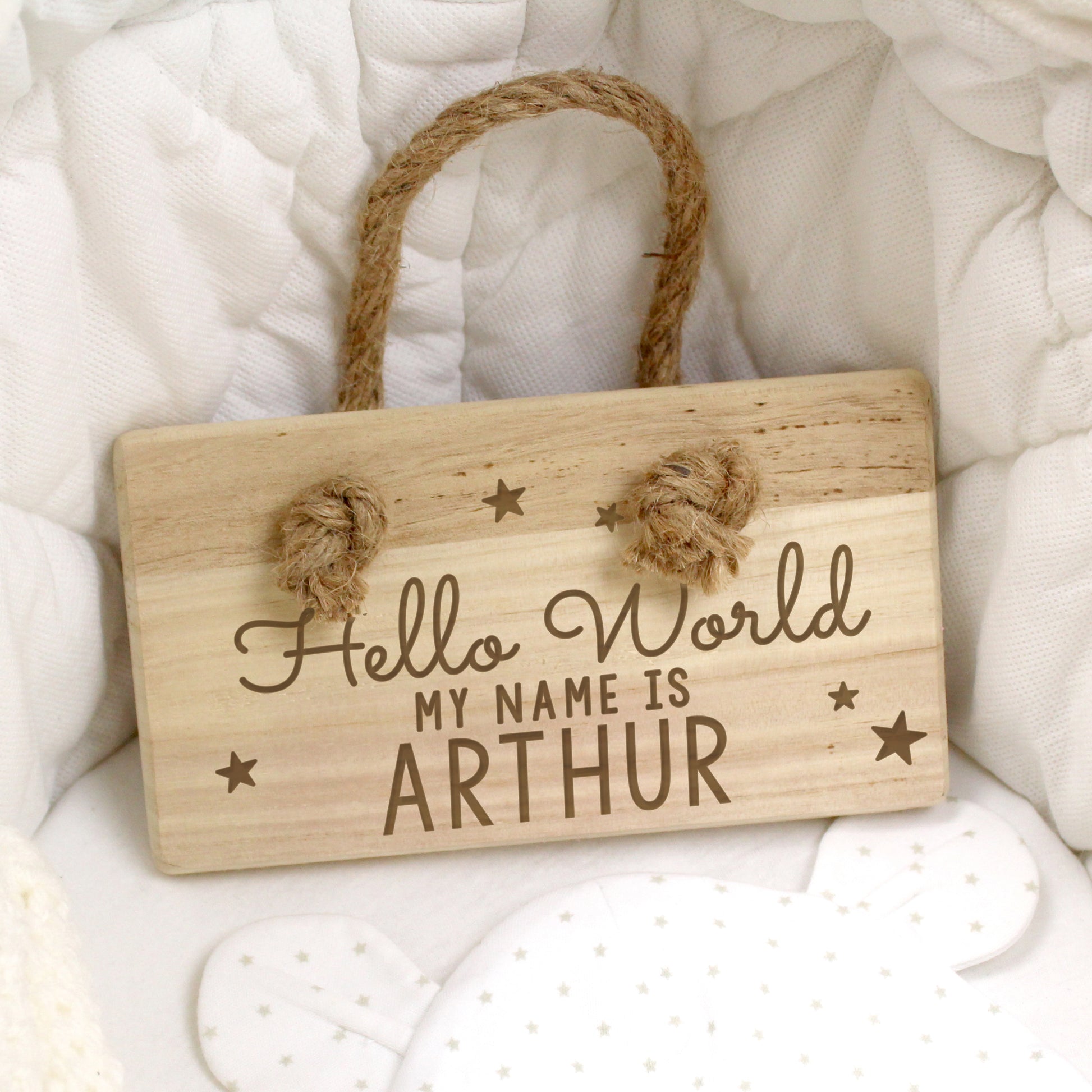 Personalised Hello World Wooden Sign - MK&JD Gifts
