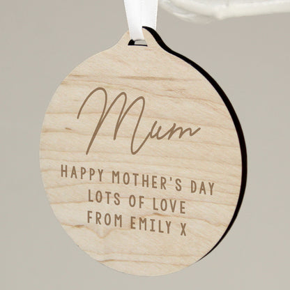 Personalised Free Text  Round Wooden Decoration - MK&JD Gifts