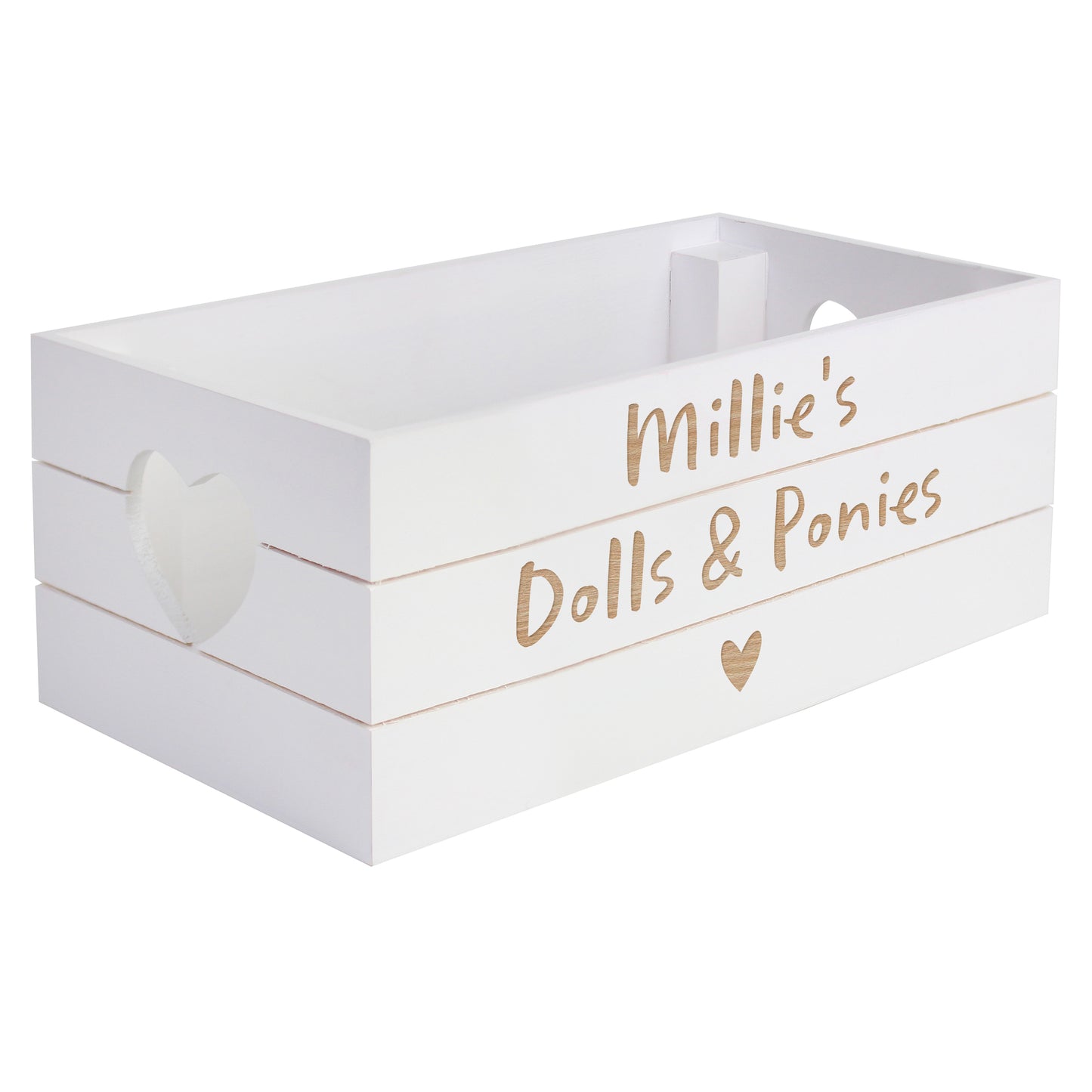 Personalised Free Text Heart White Wooden Crate - MK&JD Gifts