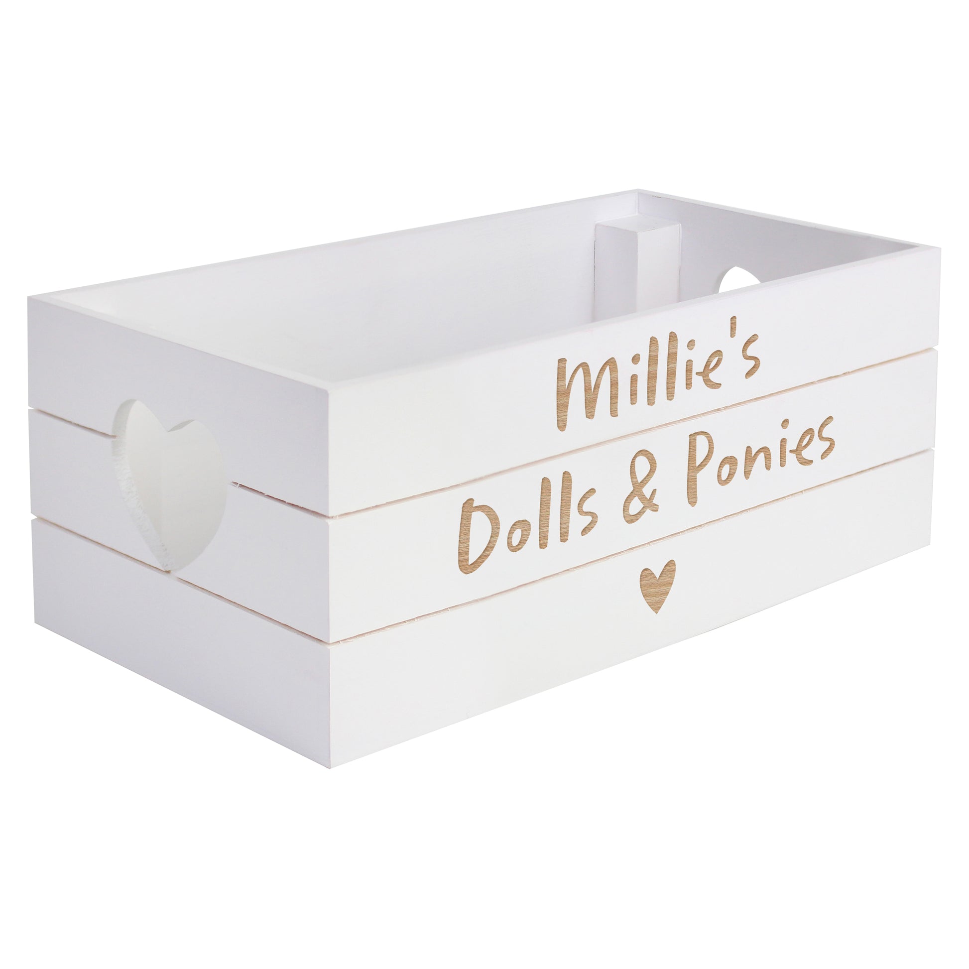 Personalised Free Text Heart White Wooden Crate - MK&JD Gifts
