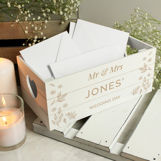 Personalised Free Text White Wooden Crate - MK&JD Gifts