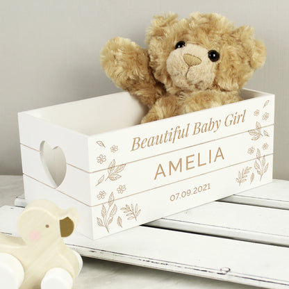 Personalised Free Text White Wooden Crate - MK&JD Gifts