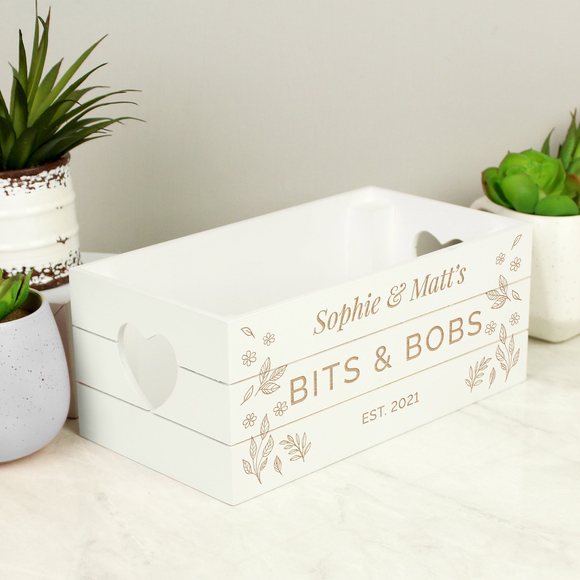 Personalised Free Text White Wooden Crate - MK&JD Gifts