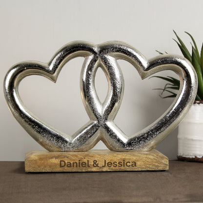 Personalised Free Text Double Heart Ornament - MK&JD Gifts