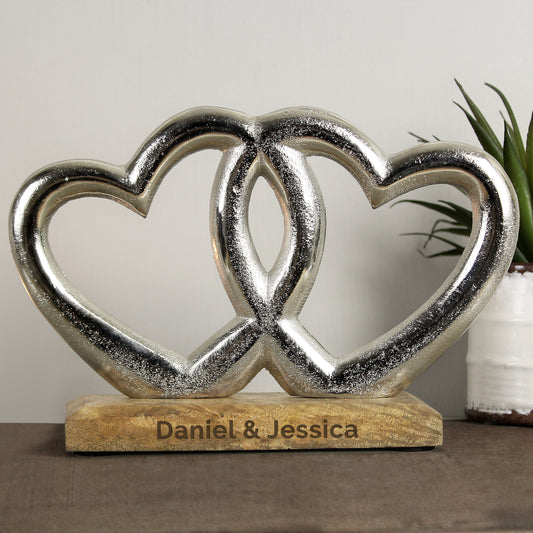 Personalised Free Text Double Heart Ornament - MK&JD Gifts
