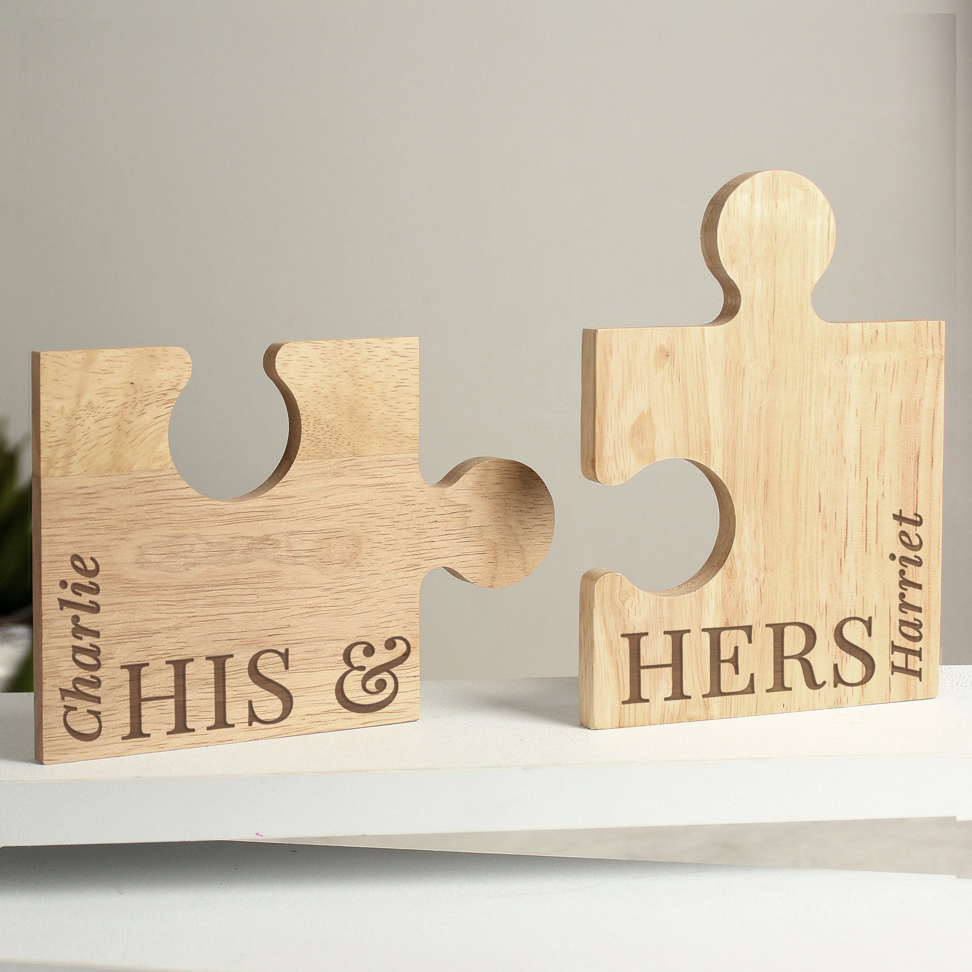 Personalised His & Hers Jigsaw Piece Set - MK&JD Gifts