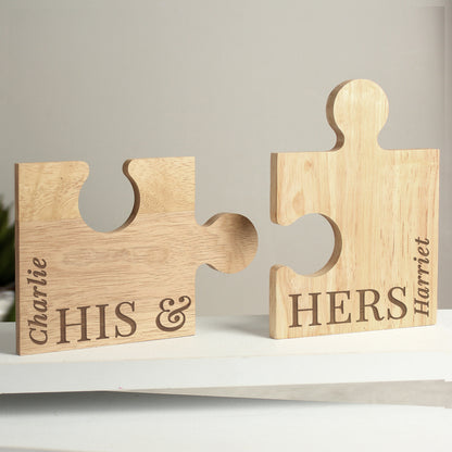 Personalised His & Hers Jigsaw Piece Set - MK&JD Gifts