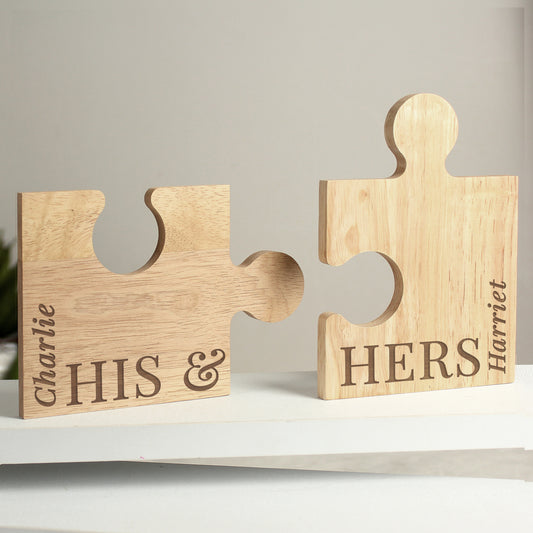 Personalised His & Hers Jigsaw Piece Set - MK&JD Gifts