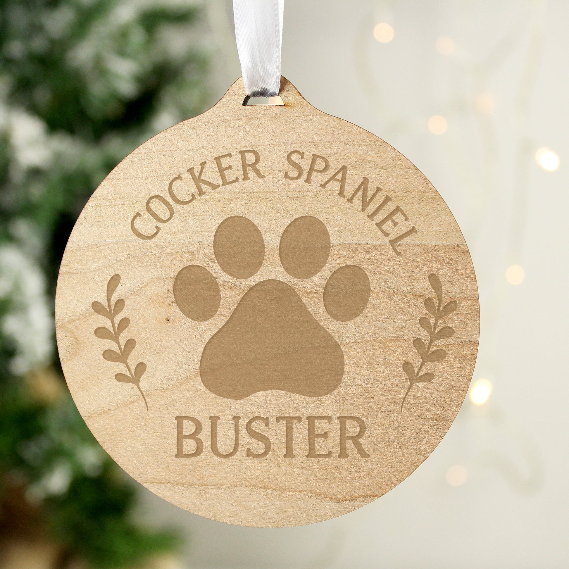 Personalised Dog Breed Round Wooden Bauble - MK&JD Gifts