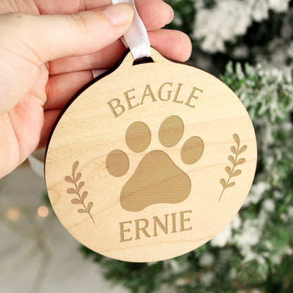 Personalised Dog Breed Round Wooden Bauble - MK&JD Gifts