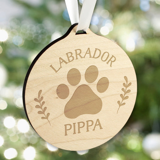 Personalised Dog Breed Round Wooden Bauble - MK&JD Gifts