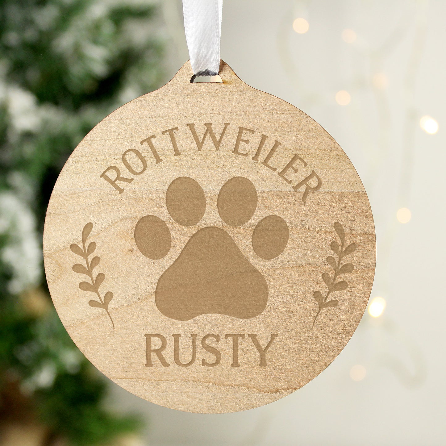 Personalised Dog Breed Round Wooden Bauble - MK&JD Gifts