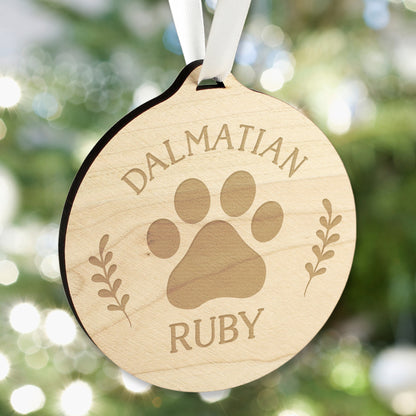 Personalised Dog Breed Round Wooden Bauble - MK&JD Gifts