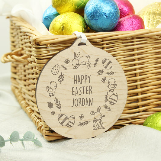 Personalised Happy Easter Wooden Decoration - MK&JD Gifts