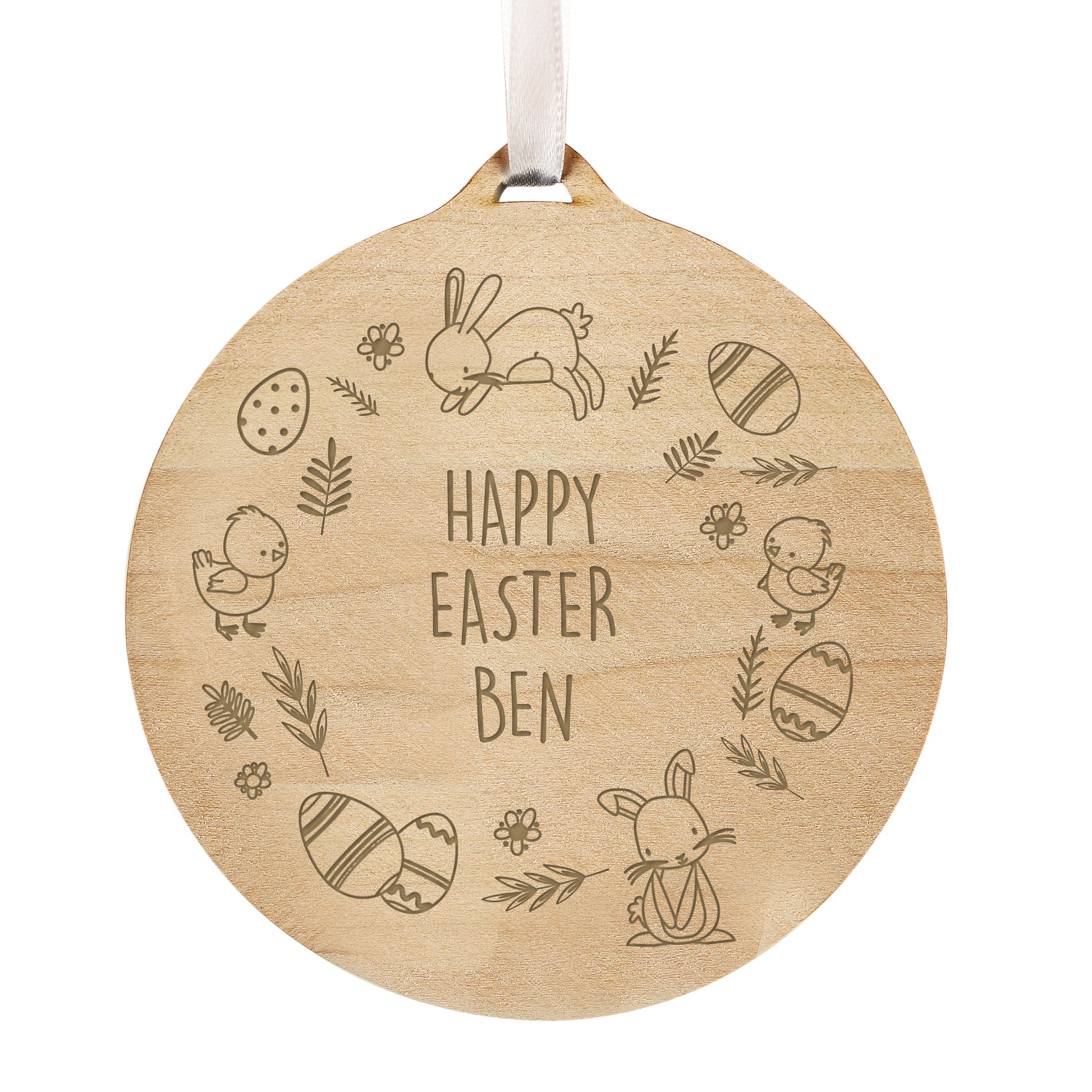 Personalised Happy Easter Wooden Decoration - MK&JD Gifts