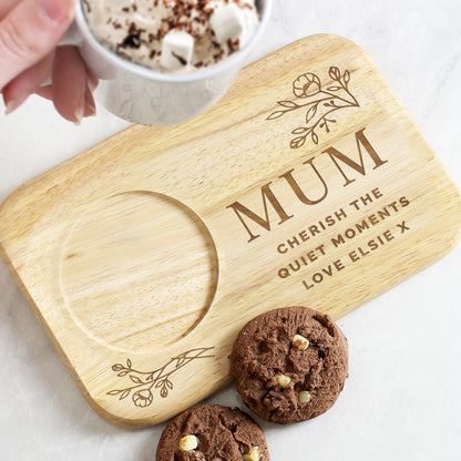 Personalised Floral Wooden Coaster Tray - MK&JD Gifts