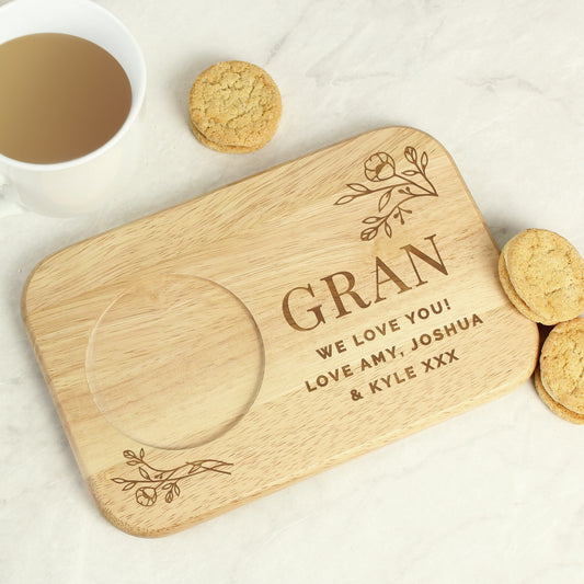 Personalised Floral Wooden Coaster Tray - MK&JD Gifts