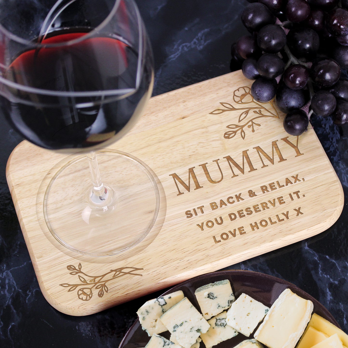 Personalised Floral Wooden Coaster Tray - MK&JD Gifts