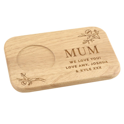 Personalised Floral Wooden Coaster Tray - MK&JD Gifts