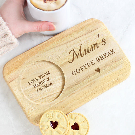 Personalised Heart Design Wooden Coaster Tray - MK&JD Gifts