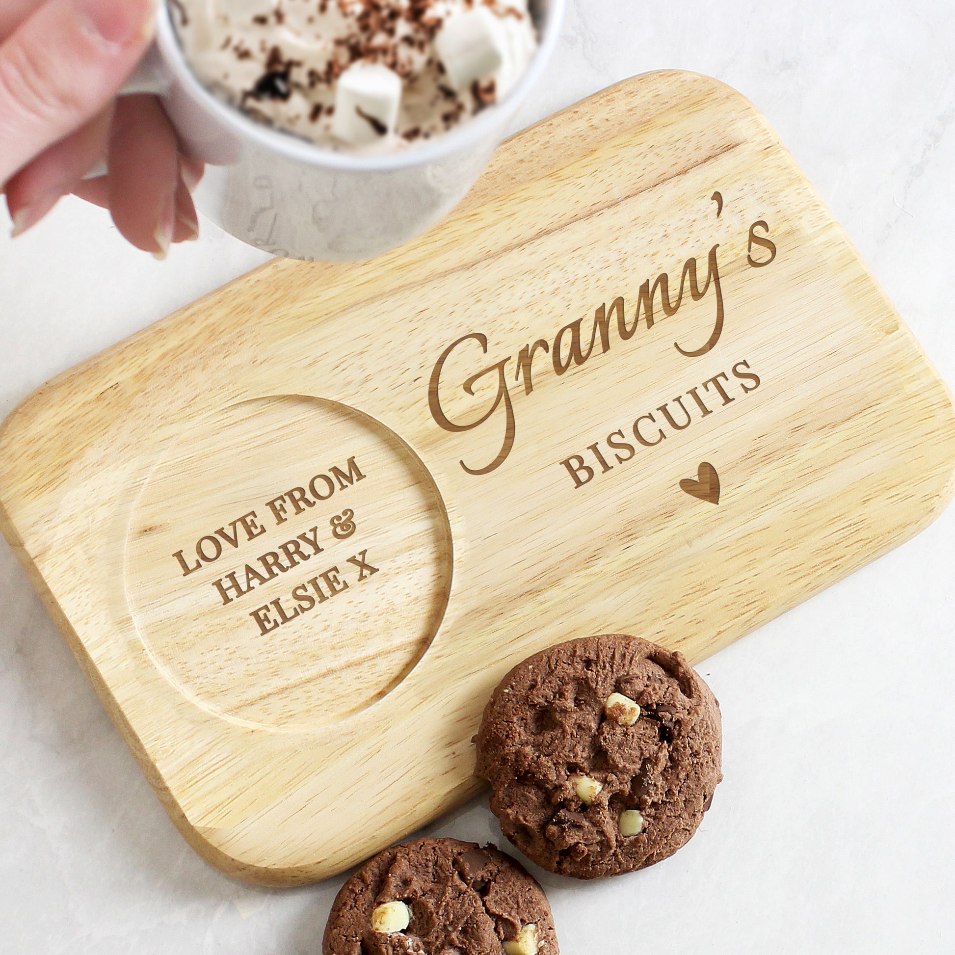 Personalised Heart Design Wooden Coaster Tray - MK&JD Gifts