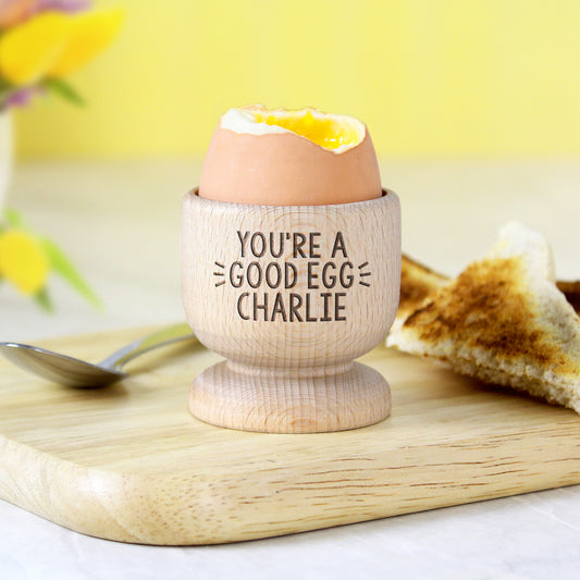 Personalised Wooden Egg Cup - MK&JD Gifts