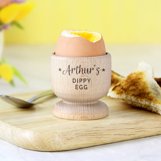 Personalised Stars Wooden Egg Cup - MK&JD Gifts