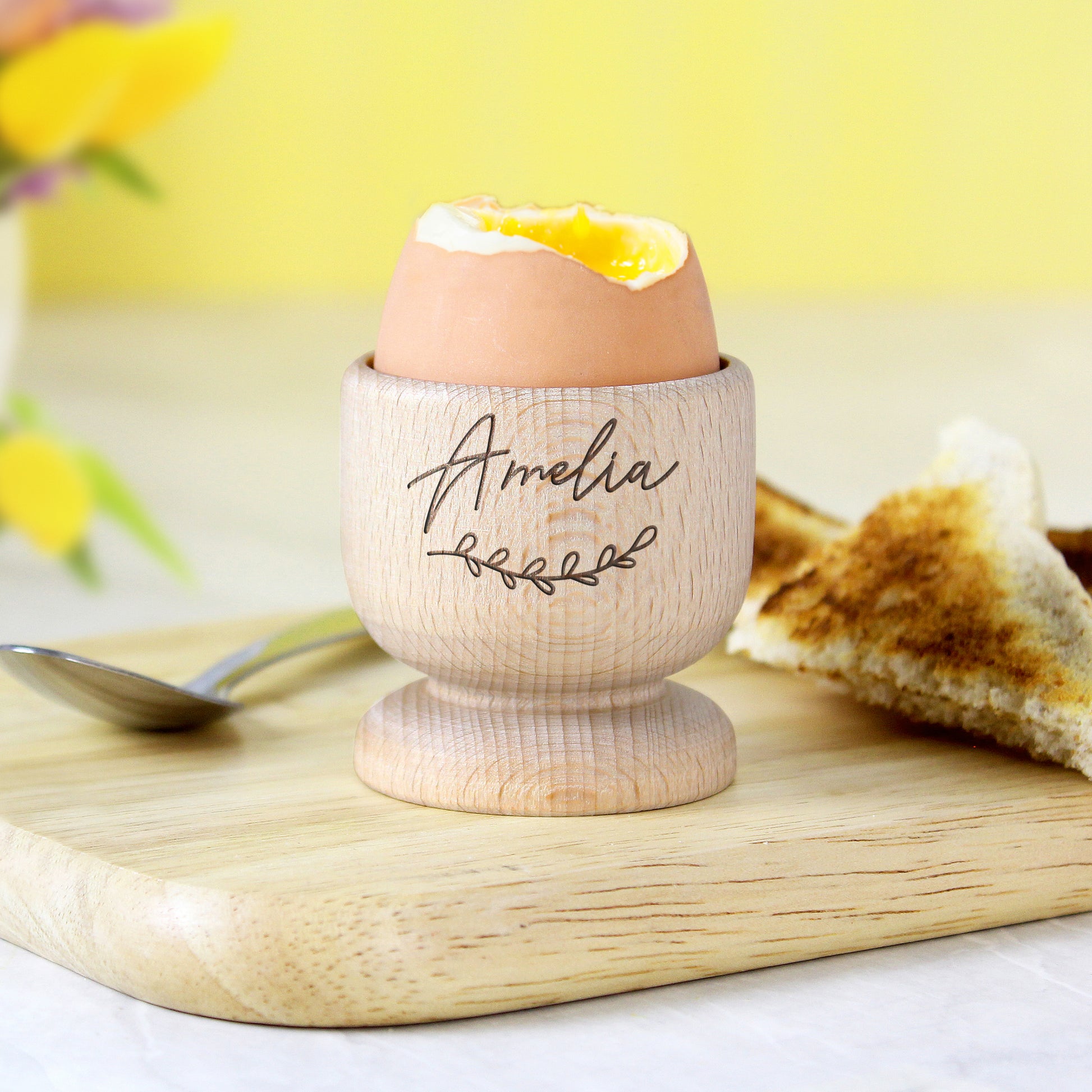 Personalised Name Wooden Egg Cup - MK&JD Gifts